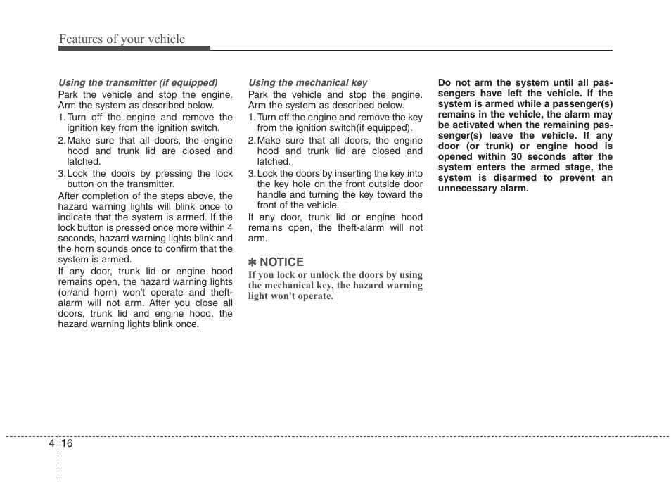 Features of your vehicle | Hyundai 2012 Elantra User Manual | Page 94 / 383