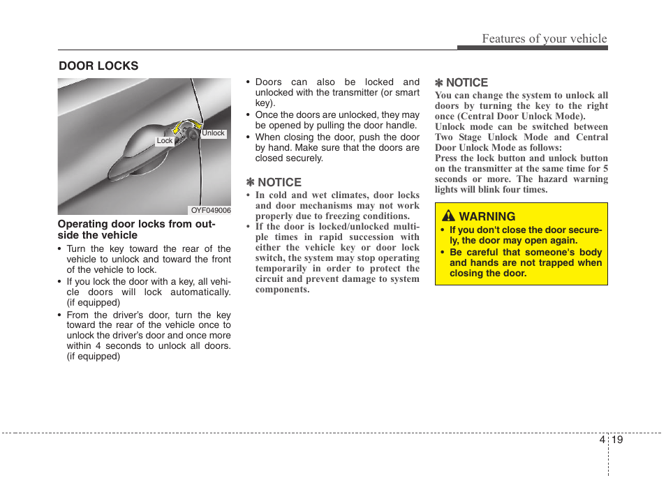 Features of your vehicle | Hyundai 2012 Elantra User Manual | Page 97 / 383