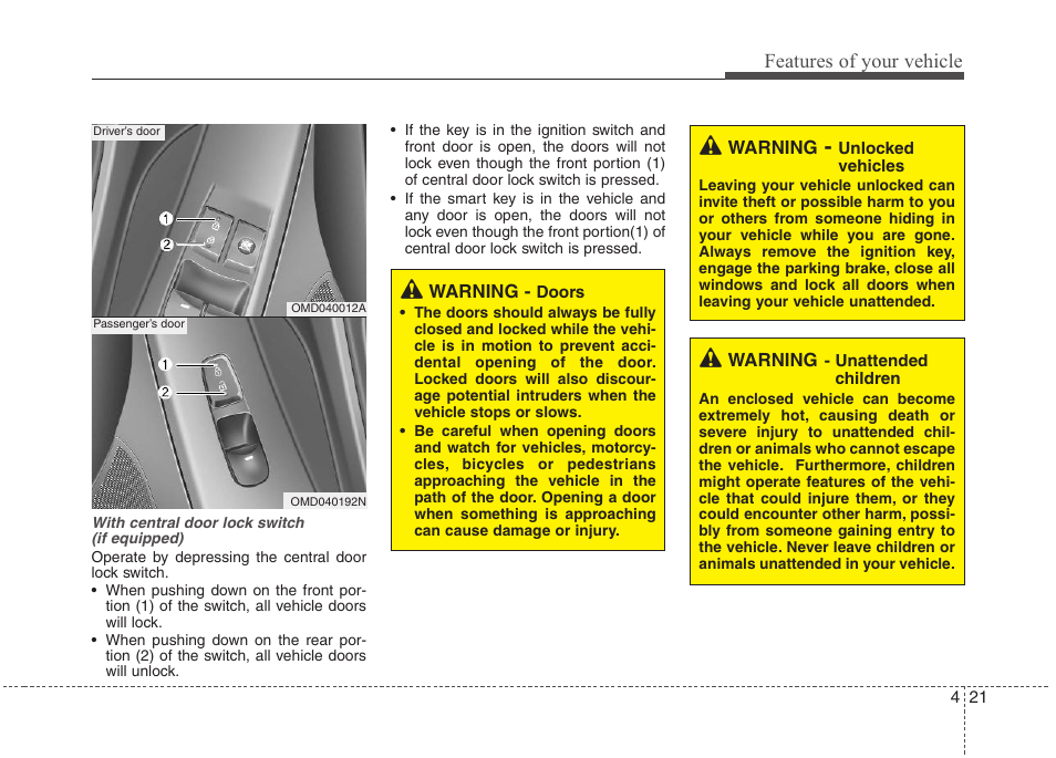 Features of your vehicle | Hyundai 2012 Elantra User Manual | Page 99 / 383