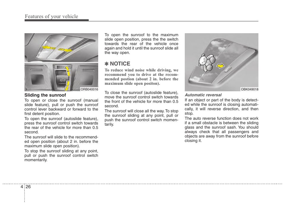 Features of your vehicle, Notice | Hyundai 2012 Accent User Manual | Page 104 / 370