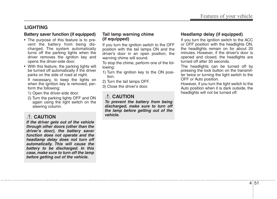 Features of your vehicle | Hyundai 2012 Accent User Manual | Page 129 / 370