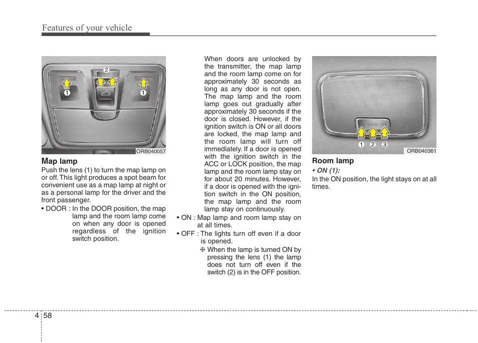 Features of your vehicle | Hyundai 2012 Accent User Manual | Page 136 / 370