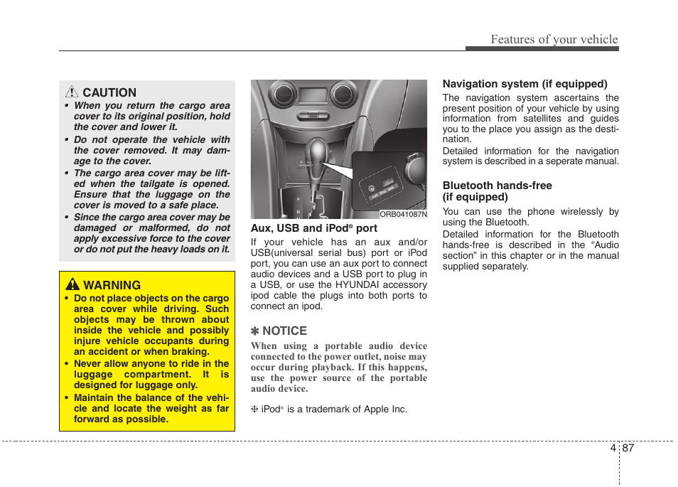 Features of your vehicle | Hyundai 2012 Accent User Manual | Page 165 / 370