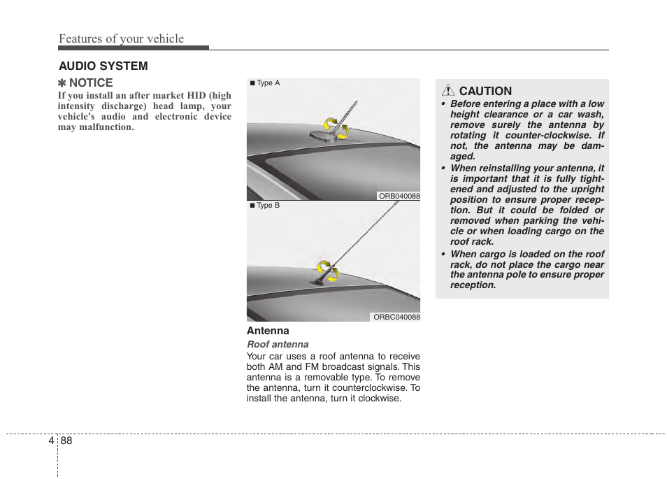 Features of your vehicle | Hyundai 2012 Accent User Manual | Page 166 / 370