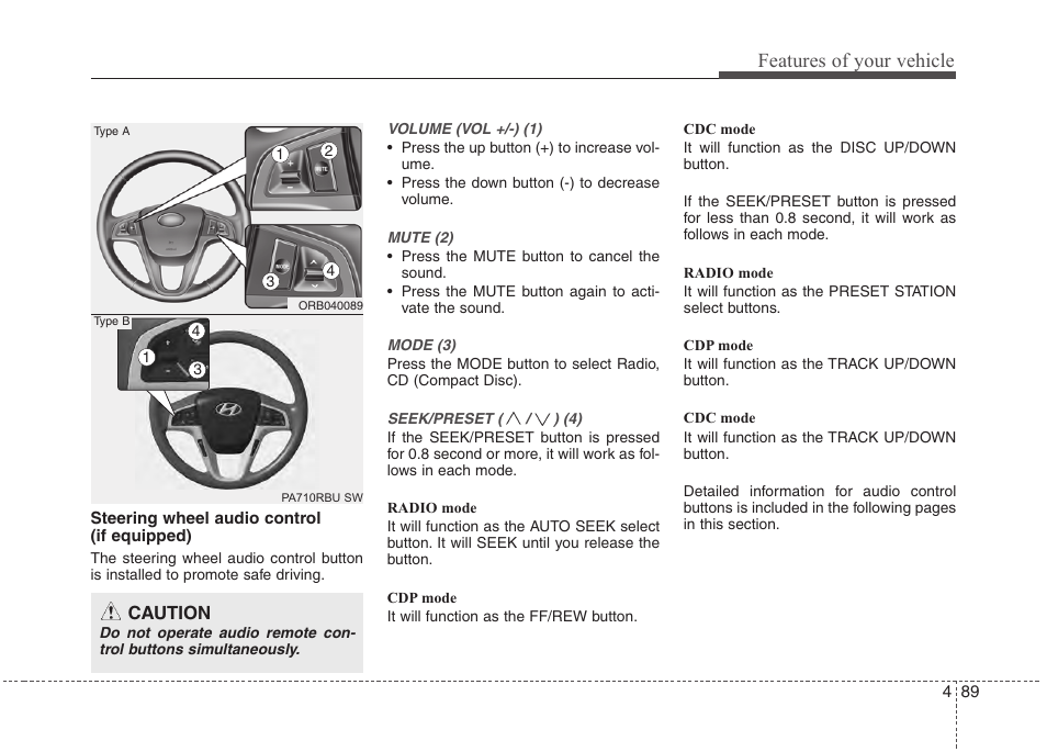 Features of your vehicle | Hyundai 2012 Accent User Manual | Page 167 / 370