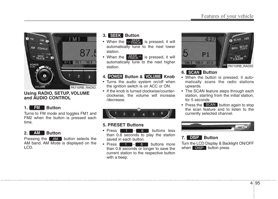 Features of your vehicle | Hyundai 2012 Accent User Manual | Page 173 / 370