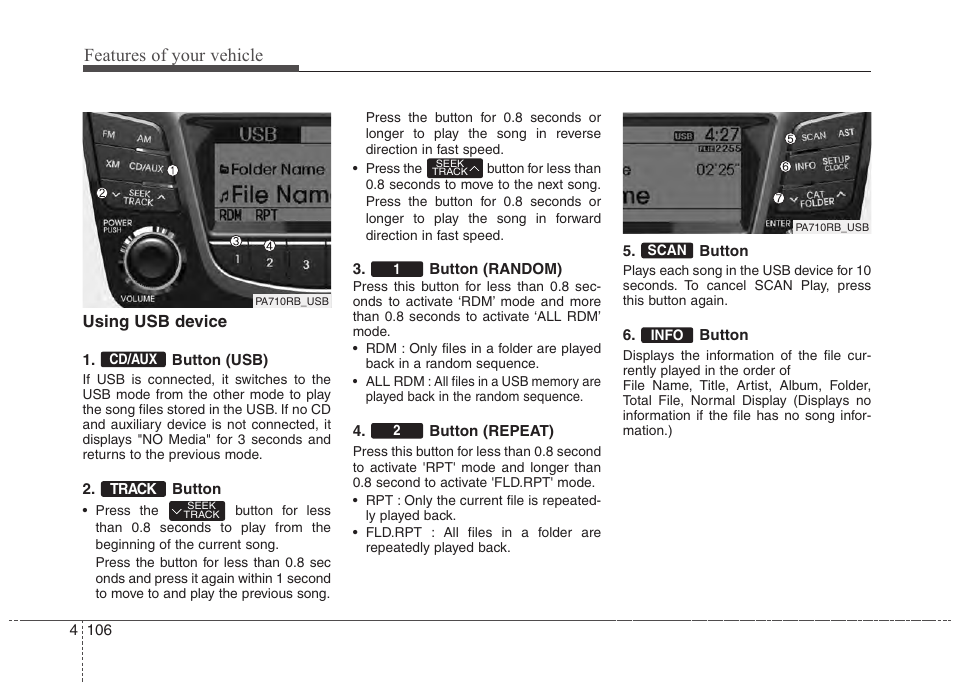 Features of your vehicle | Hyundai 2012 Accent User Manual | Page 184 / 370