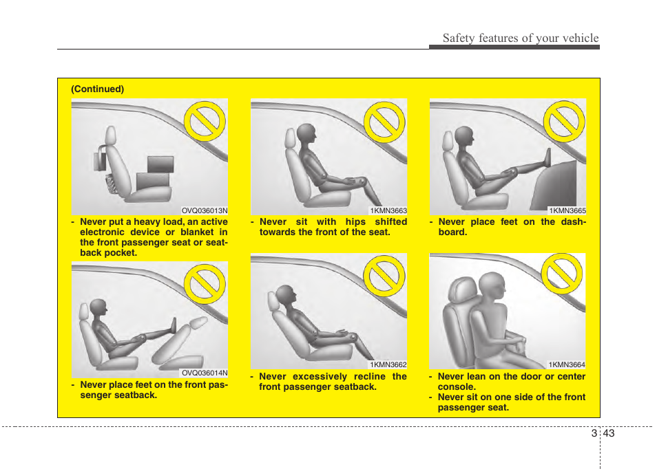 Safety features of your vehicle | Hyundai 2012 Accent User Manual | Page 61 / 370