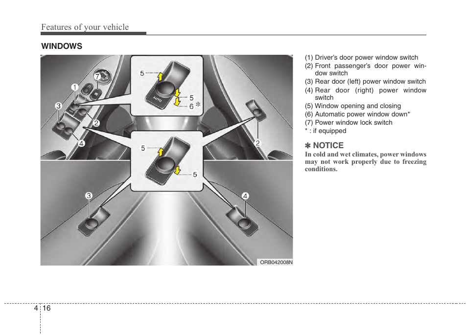 Features of your vehicle | Hyundai 2012 Accent User Manual | Page 94 / 370