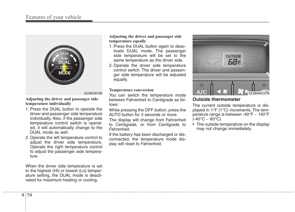 Features of your vehicle | Hyundai 2011 Tucson User Manual | Page 155 / 382