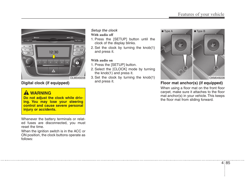 Features of your vehicle | Hyundai 2011 Tucson User Manual | Page 166 / 382