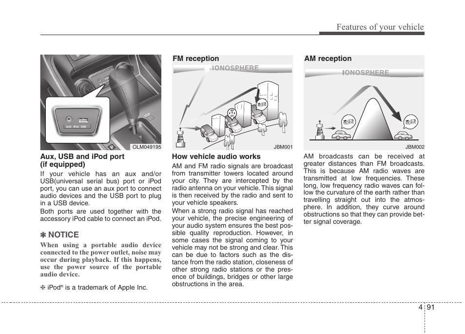 Features of your vehicle | Hyundai 2011 Tucson User Manual | Page 172 / 382