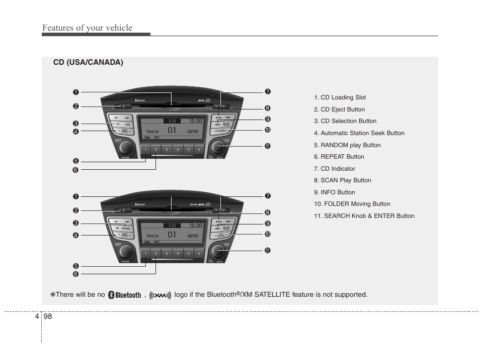 Features of your vehicle | Hyundai 2011 Tucson User Manual | Page 179 / 382