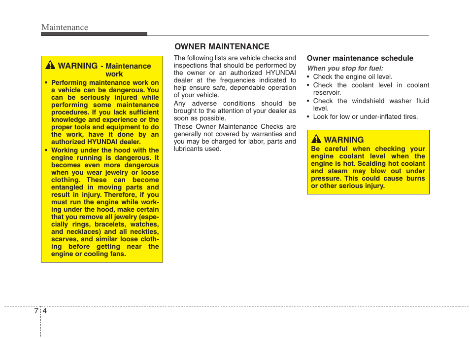 Maintenance | Hyundai 2011 Tucson User Manual | Page 290 / 382