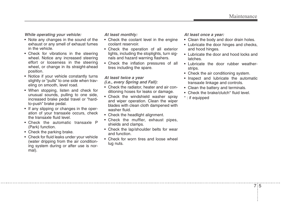 Maintenance | Hyundai 2011 Tucson User Manual | Page 291 / 382