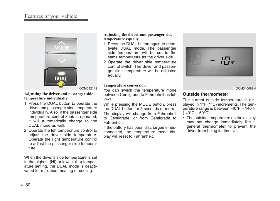 Features of your vehicle | Hyundai 2010 Santa Fe User Manual | Page 159 / 408