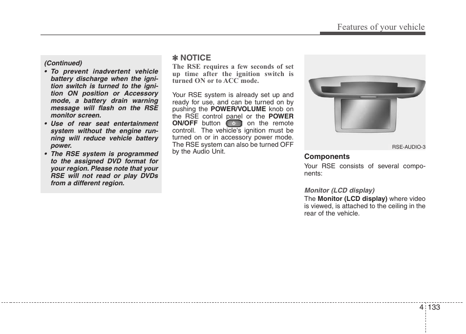 Features of your vehicle | Hyundai 2010 Santa Fe User Manual | Page 212 / 408