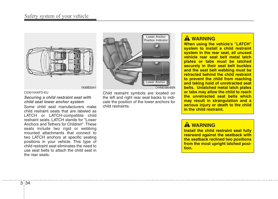 Safety system of your vehicle | Hyundai 2010 Santa Fe User Manual | Page 51 / 408