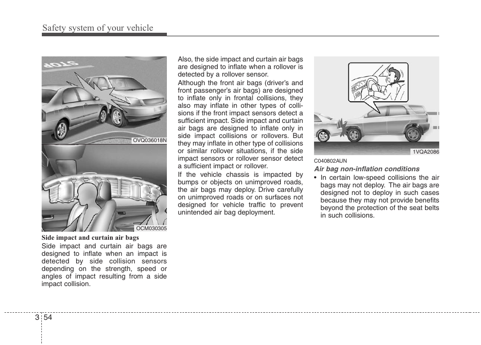 Safety system of your vehicle | Hyundai 2010 Santa Fe User Manual | Page 71 / 408