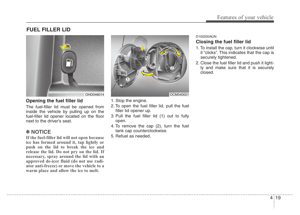 Features of your vehicle | Hyundai 2010 Santa Fe User Manual | Page 98 / 408