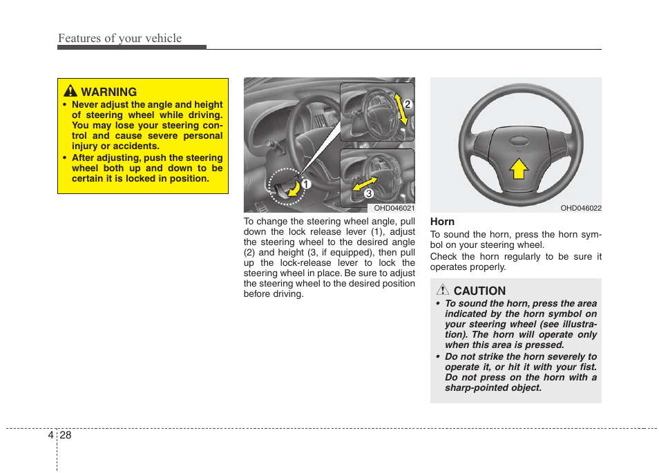 Features of your vehicle | Hyundai 2010 Elantra User Manual | Page 101 / 348