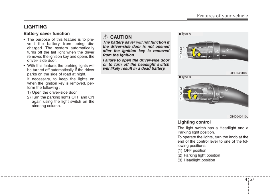 Features of your vehicle | Hyundai 2010 Elantra User Manual | Page 130 / 348