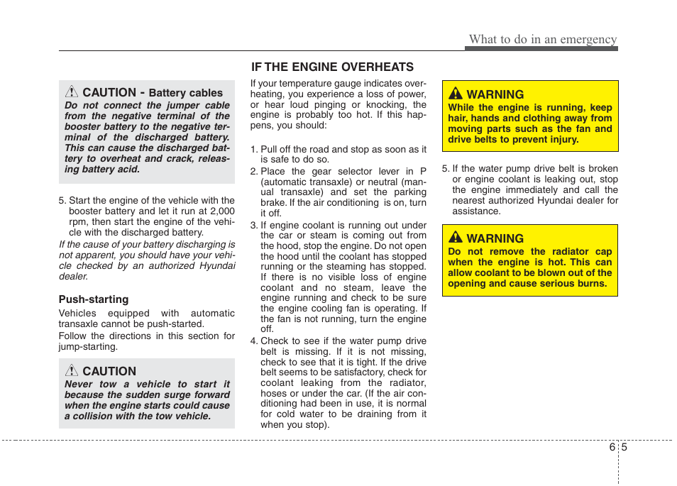 What to do in an emergency | Hyundai 2010 Elantra User Manual | Page 249 / 348