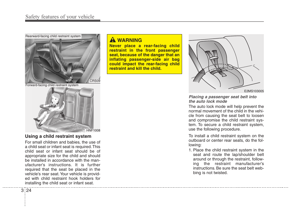 Safety features of your vehicle | Hyundai 2010 Elantra User Manual | Page 41 / 348