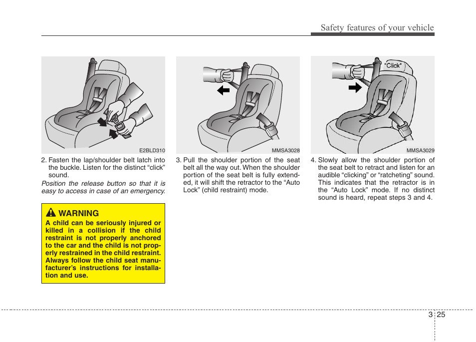 Safety features of your vehicle | Hyundai 2010 Elantra User Manual | Page 42 / 348