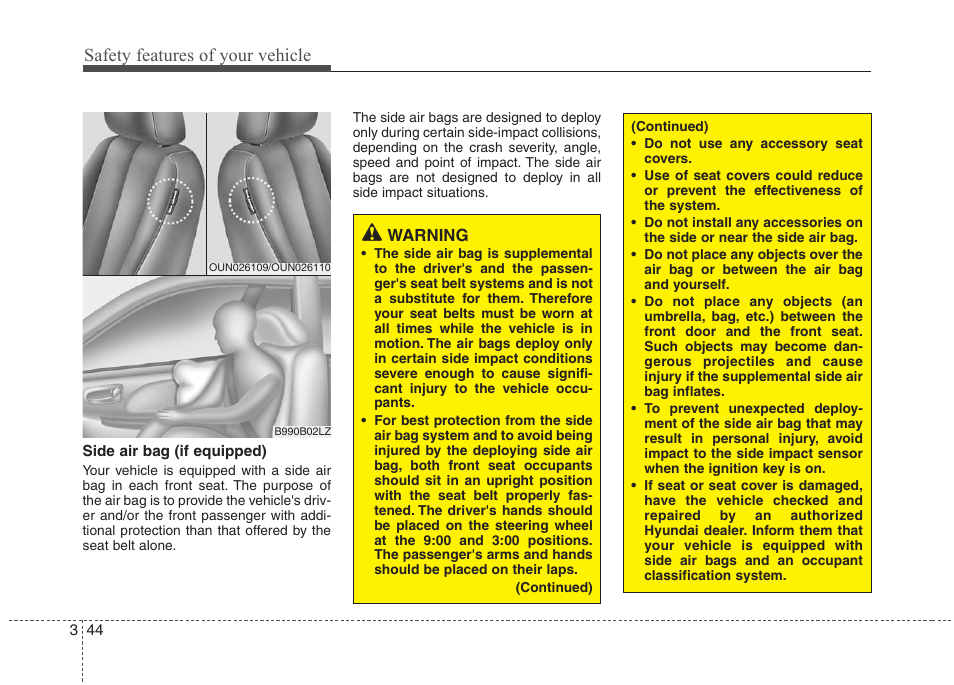 Safety features of your vehicle | Hyundai 2010 Elantra User Manual | Page 61 / 348