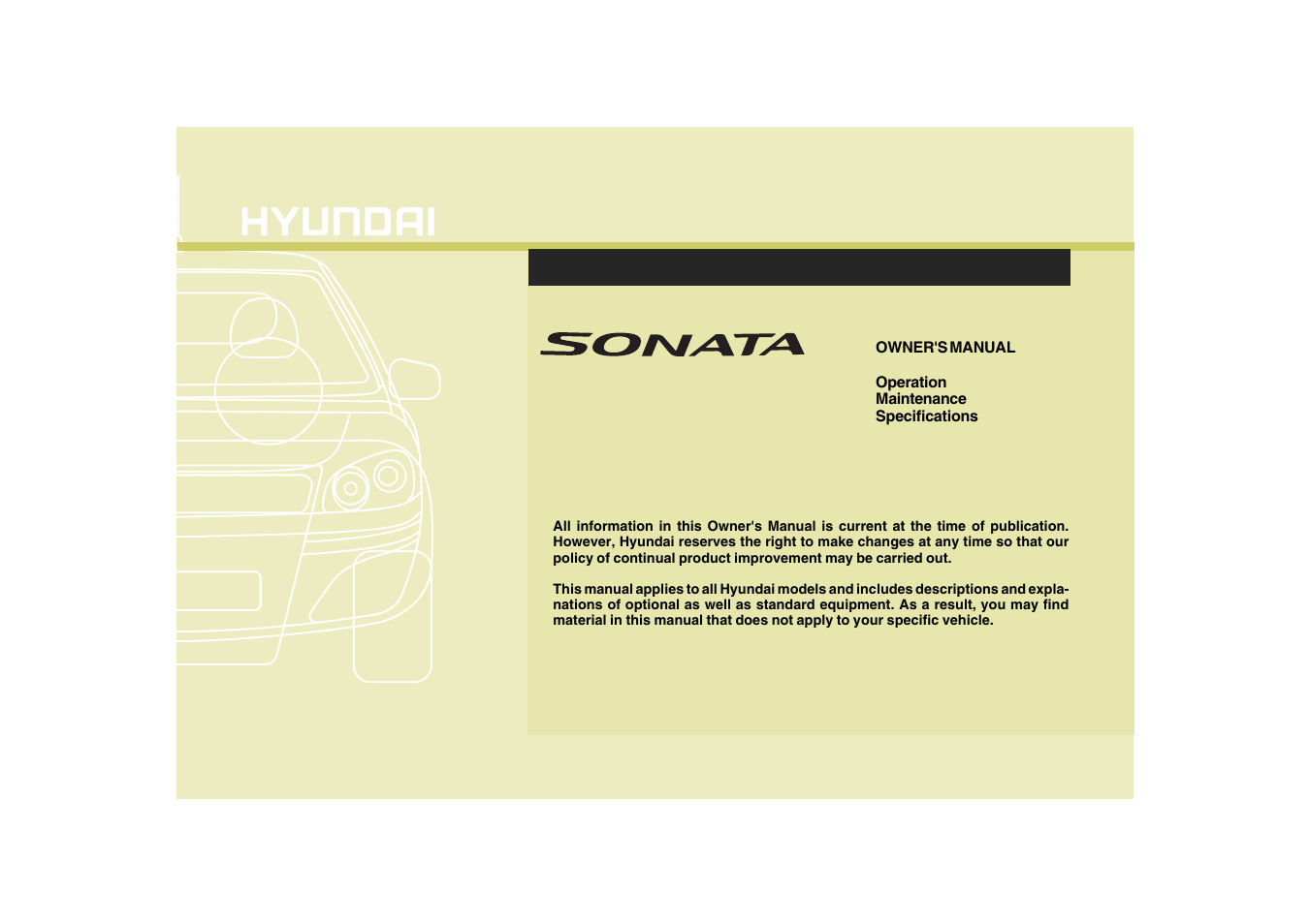 Hyundai 2009 Sonata User Manual | 286 pages