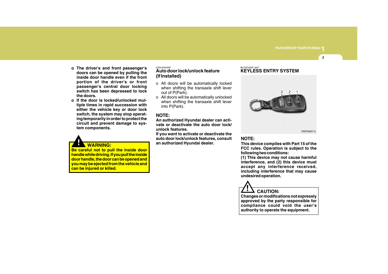 Hyundai 2009 Sonata User Manual | Page 20 / 286