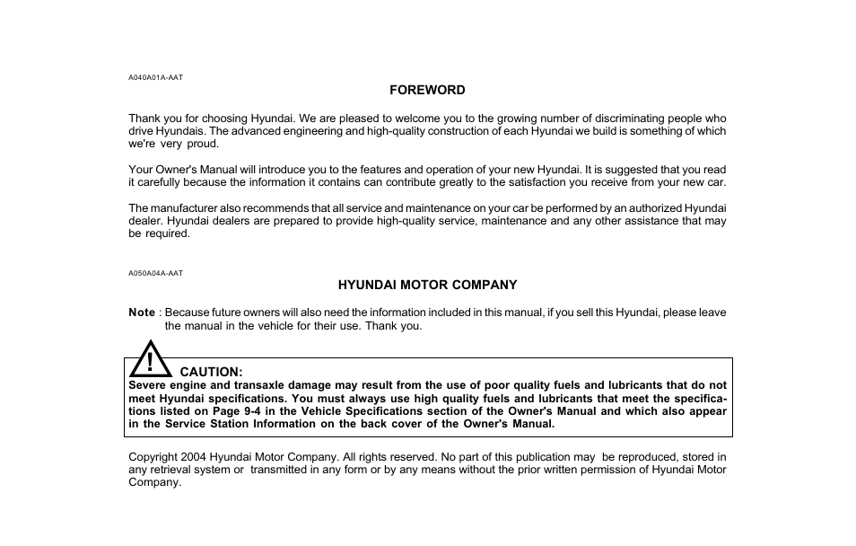 Hyundai 2004 Santa Fe User Manual | Page 6 / 253