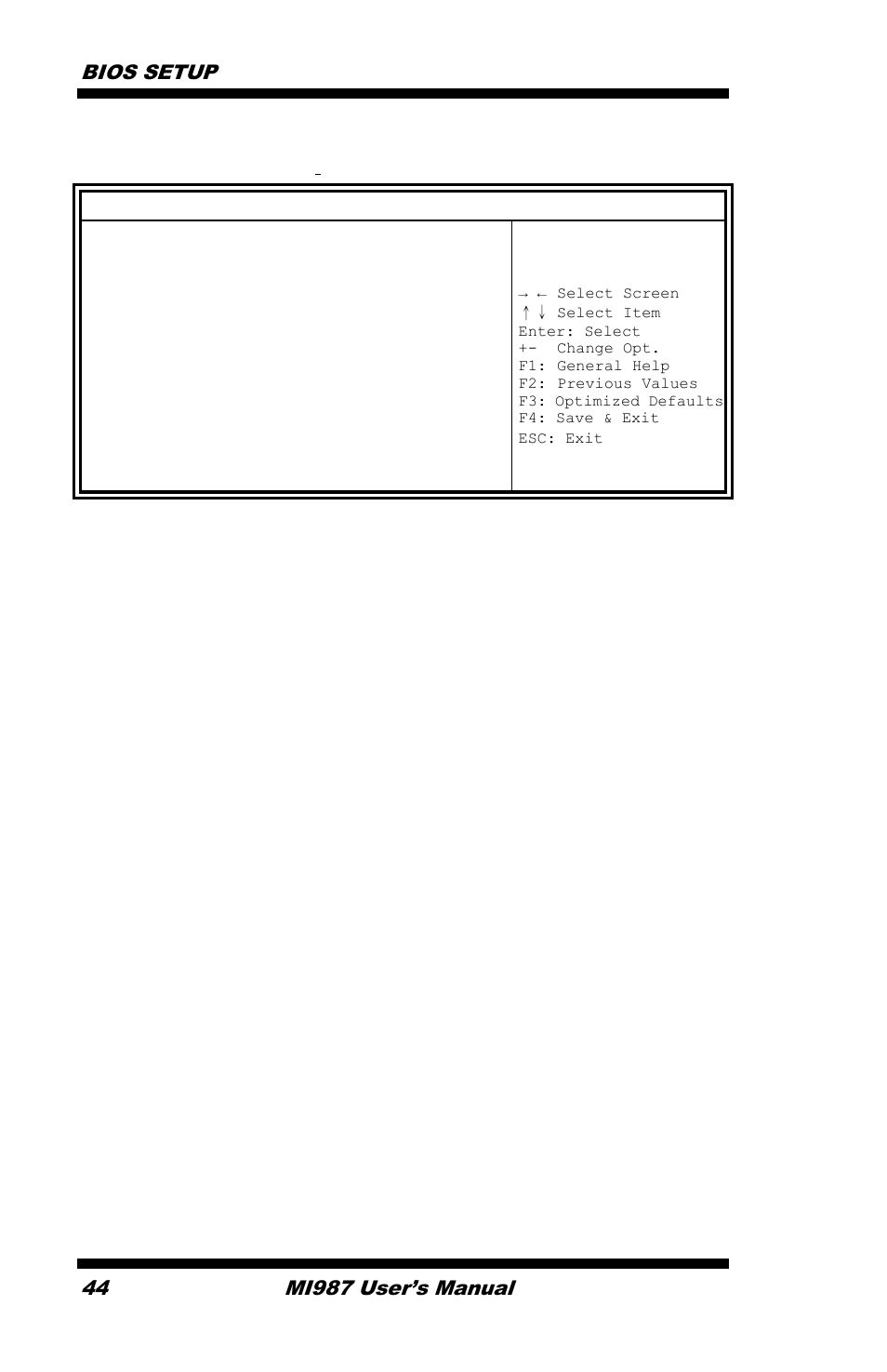 Save & exit settings, Bios setup, Mi987 user’s manual | IBASE MI987 User Manual | Page 48 / 68