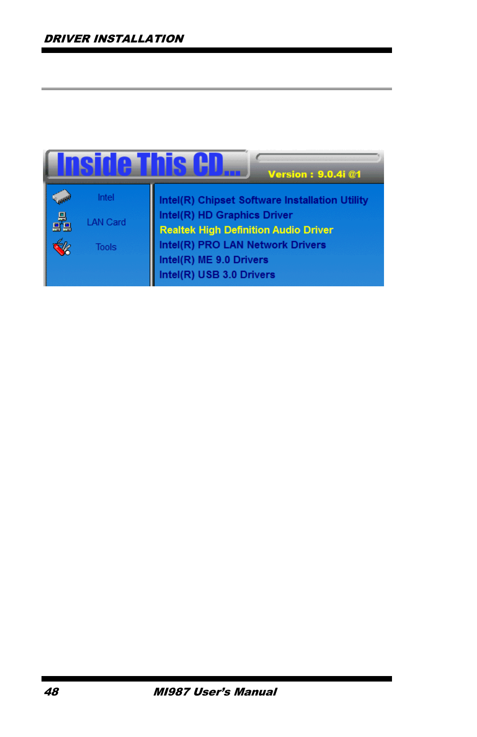 Realtek hd audio driver installation | IBASE MI987 User Manual | Page 52 / 68