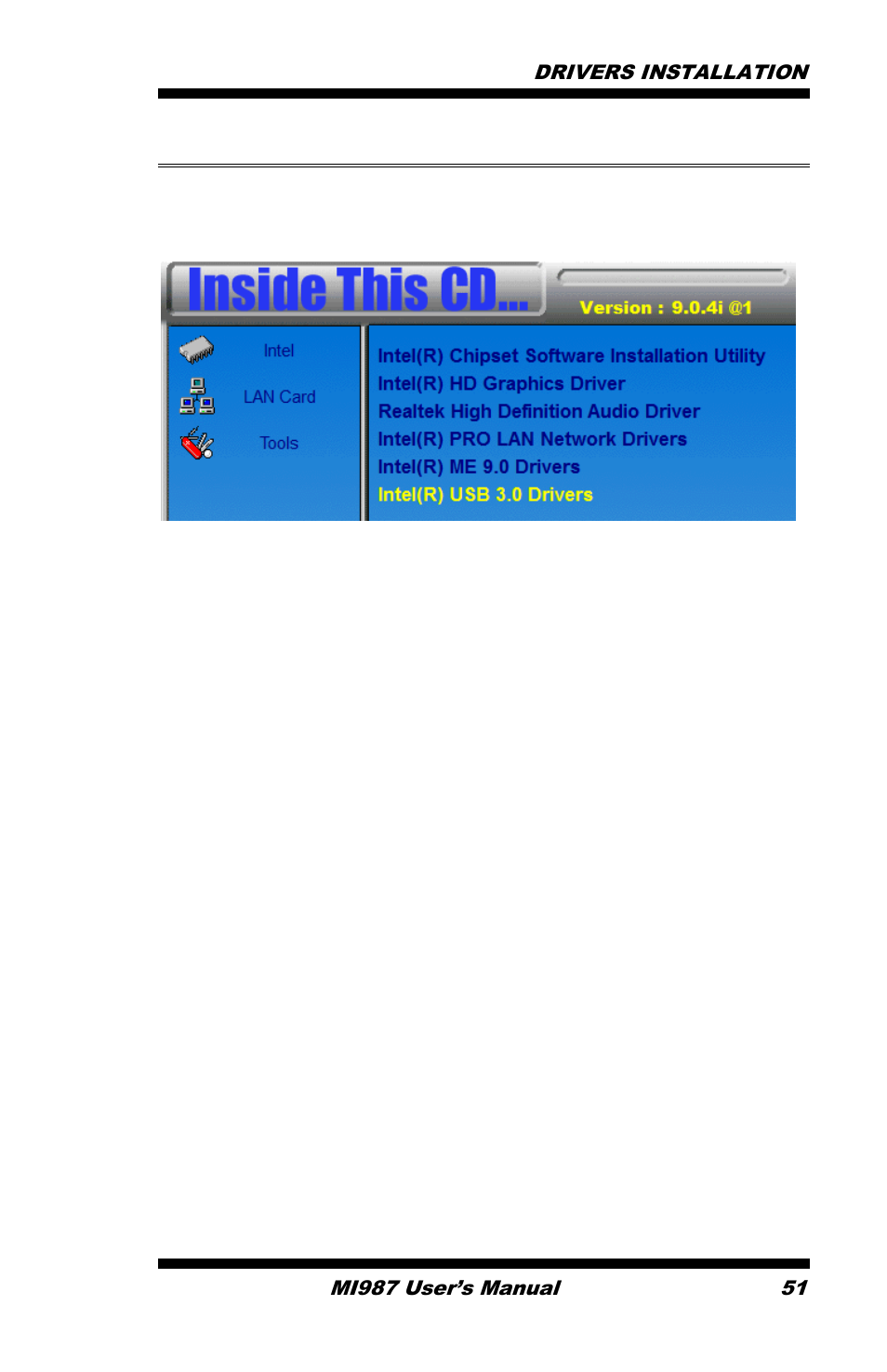 Intel® usb 3.0 drivers | IBASE MI987 User Manual | Page 55 / 68
