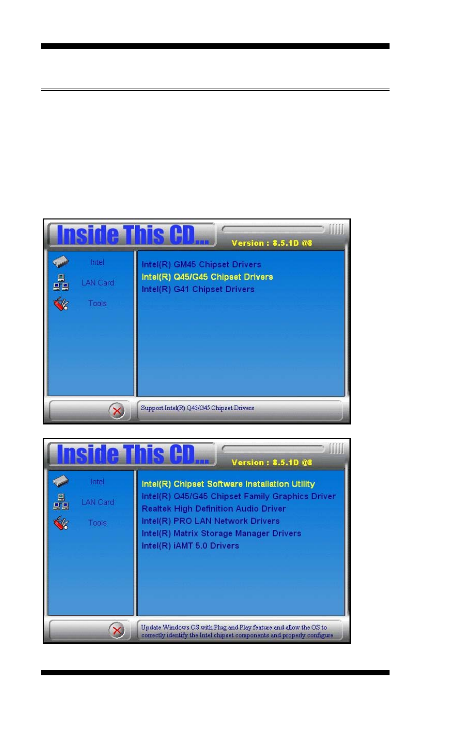 Intel chipset software installation utility | IBASE MI950 User Manual | Page 46 / 68