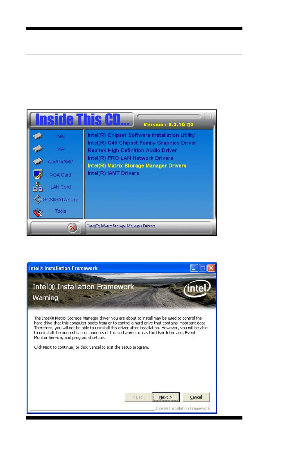 Intel matrix storage manager driver | IBASE MI950 User Manual | Page 54 / 68