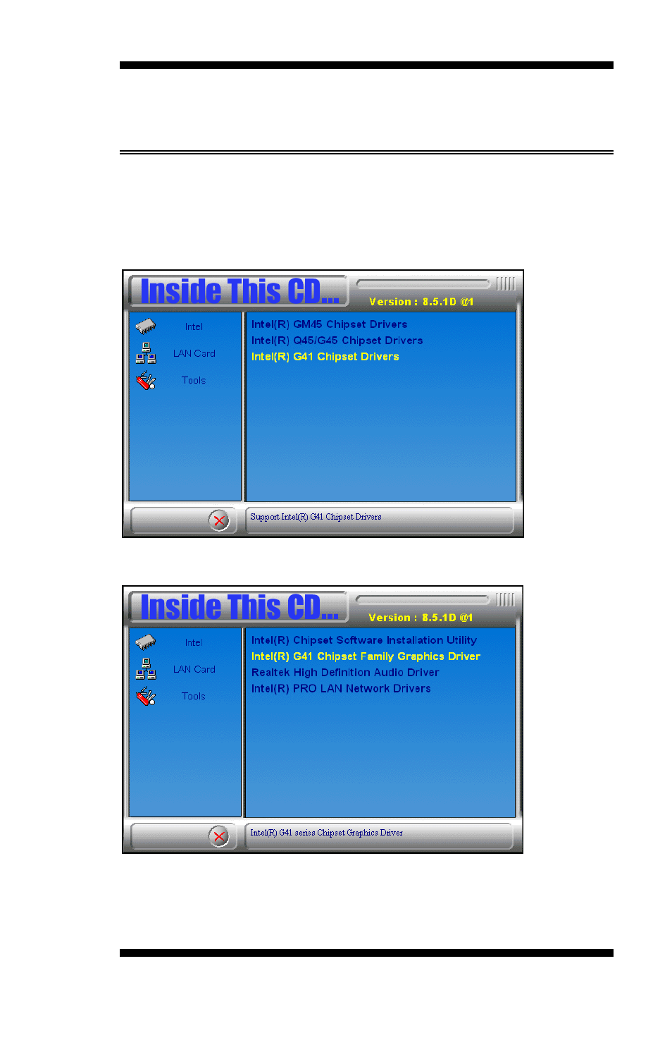 Click intel g41 chipset family graphics driver | IBASE MI941 User Manual | Page 49 / 64