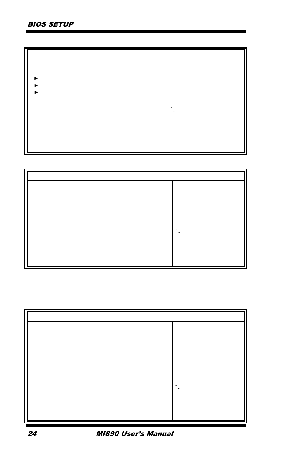 Suspend mode, Bios setup 24, Mi890 user’s manual | The options of this field are s1 , s3 and auto, Advanced, Acpi settings, General acpi configuration, Advance acpi configuration | IBASE MI890 User Manual | Page 28 / 62
