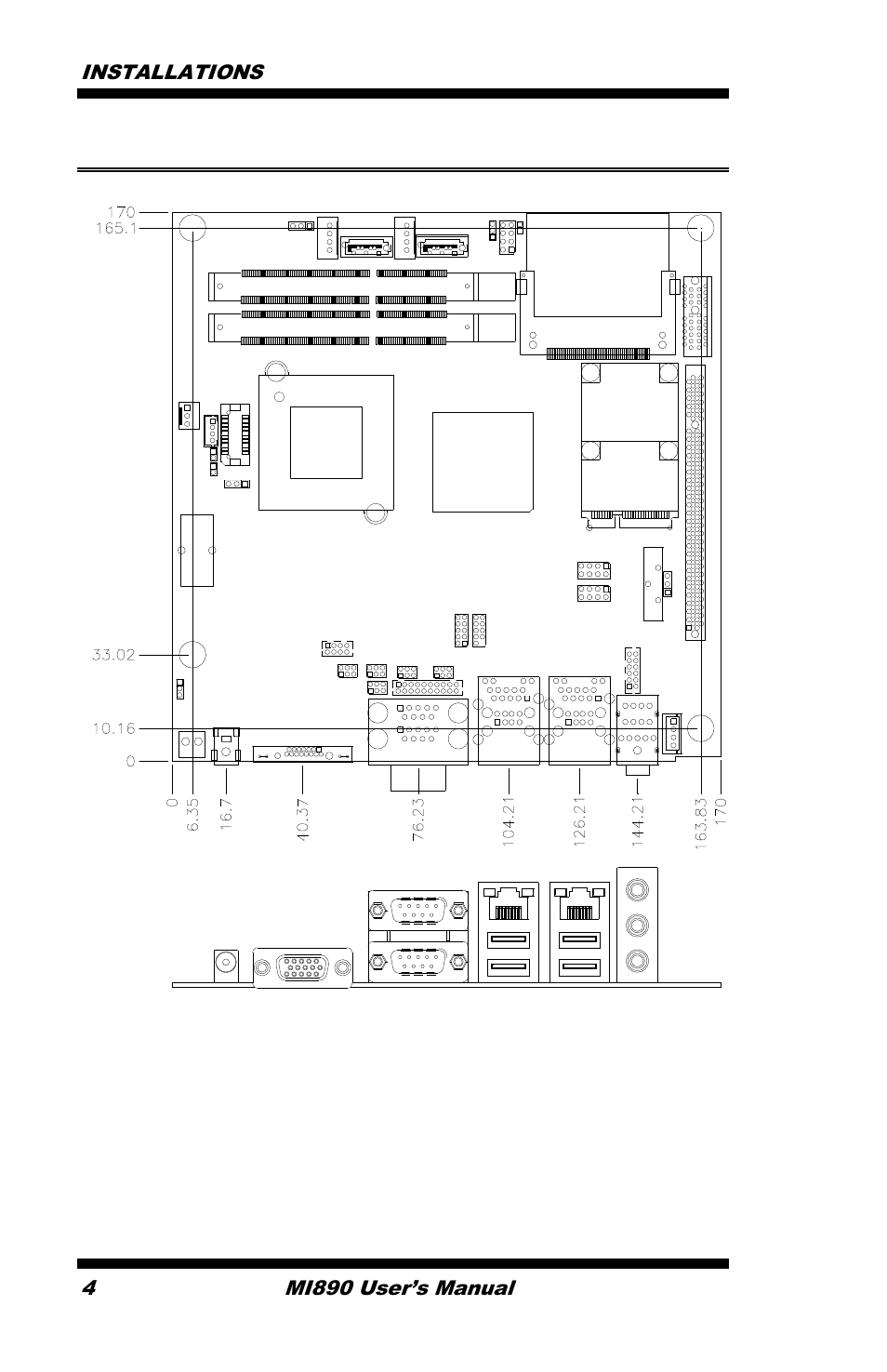 Board dimensions | IBASE MI890 User Manual | Page 8 / 62