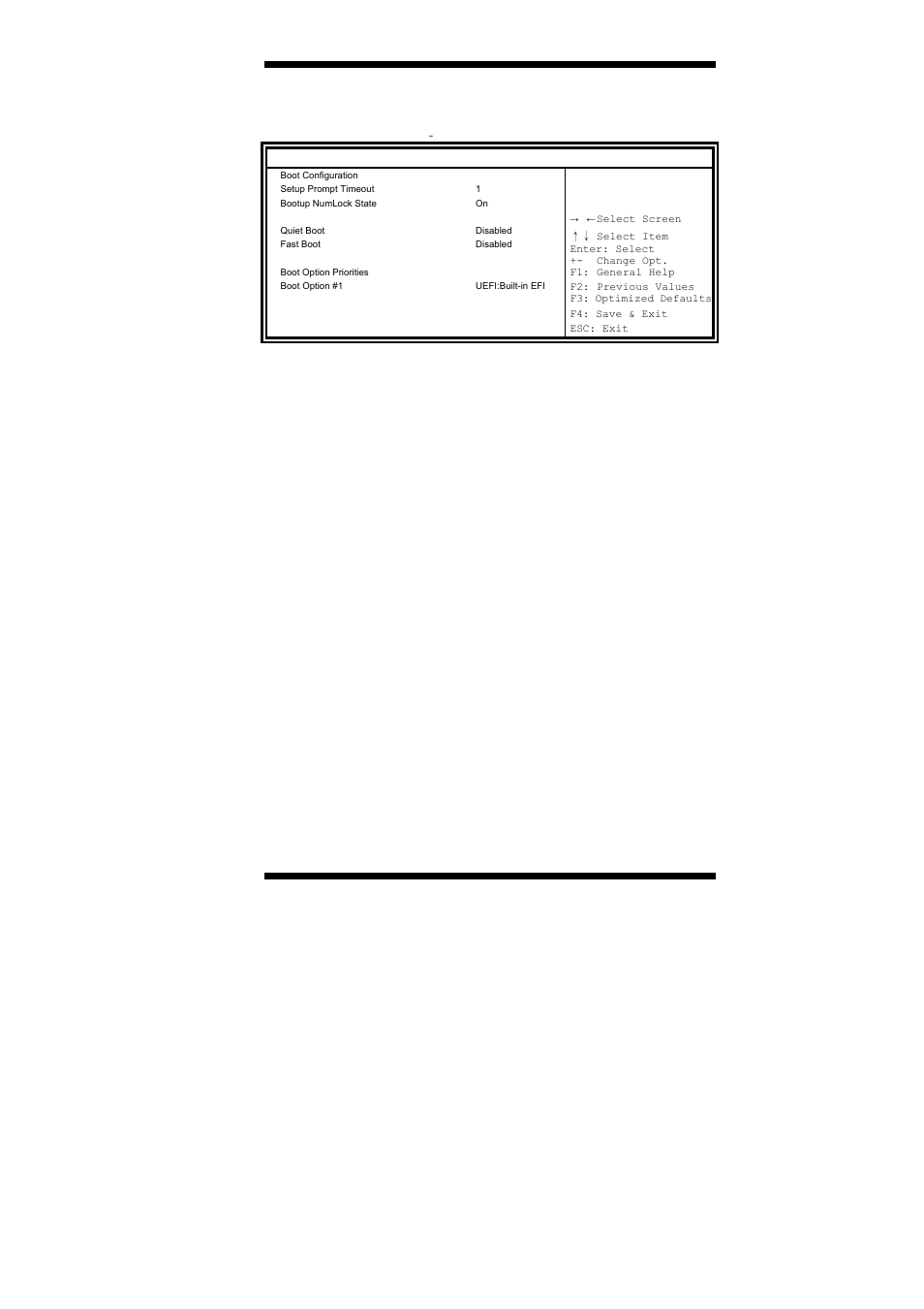 Boot settings, Quiet boot enables or disables quiet boot option, Boot option priorities sets the system boot order | IBASE MI805 User Manual | Page 45 / 60