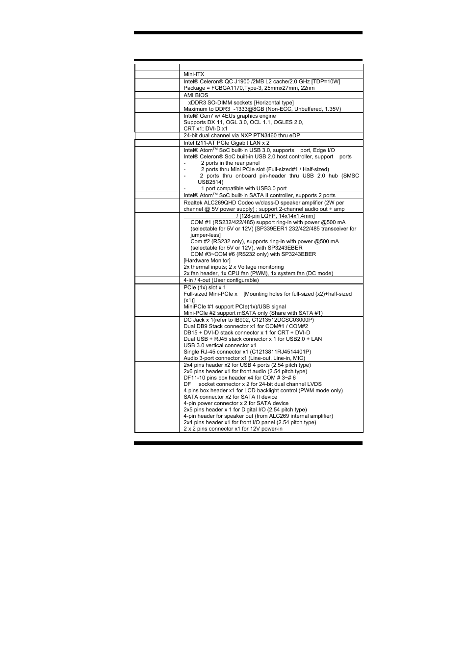 Mi805 specifications, Introduction mi805 user’s manual 3 | IBASE MI805 User Manual | Page 7 / 60