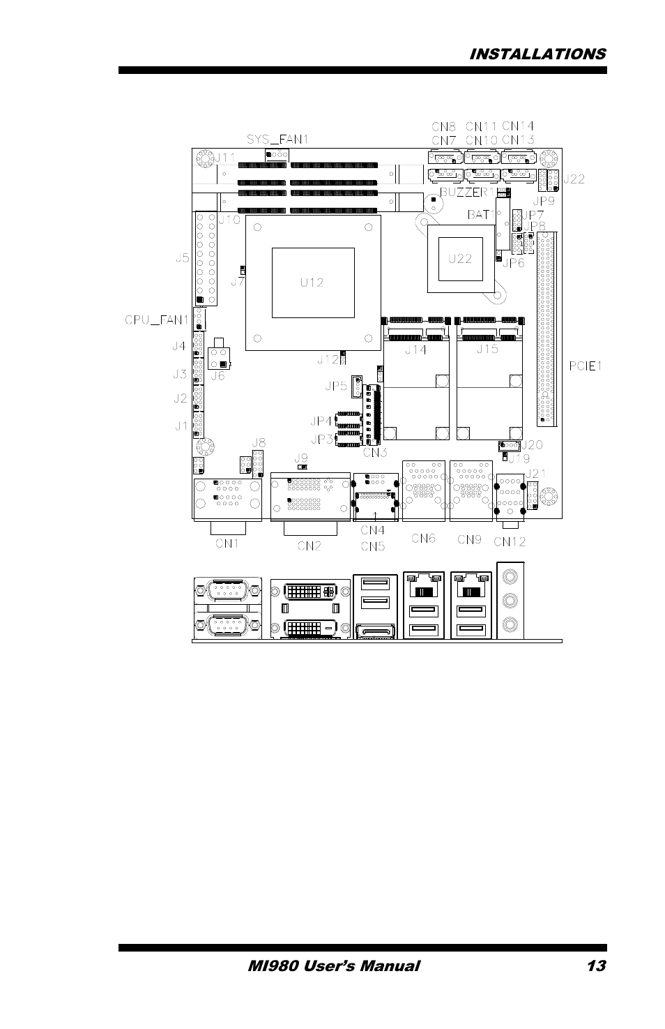 Connector locations on mi980 | IBASE MI980 User Manual | Page 17 / 81