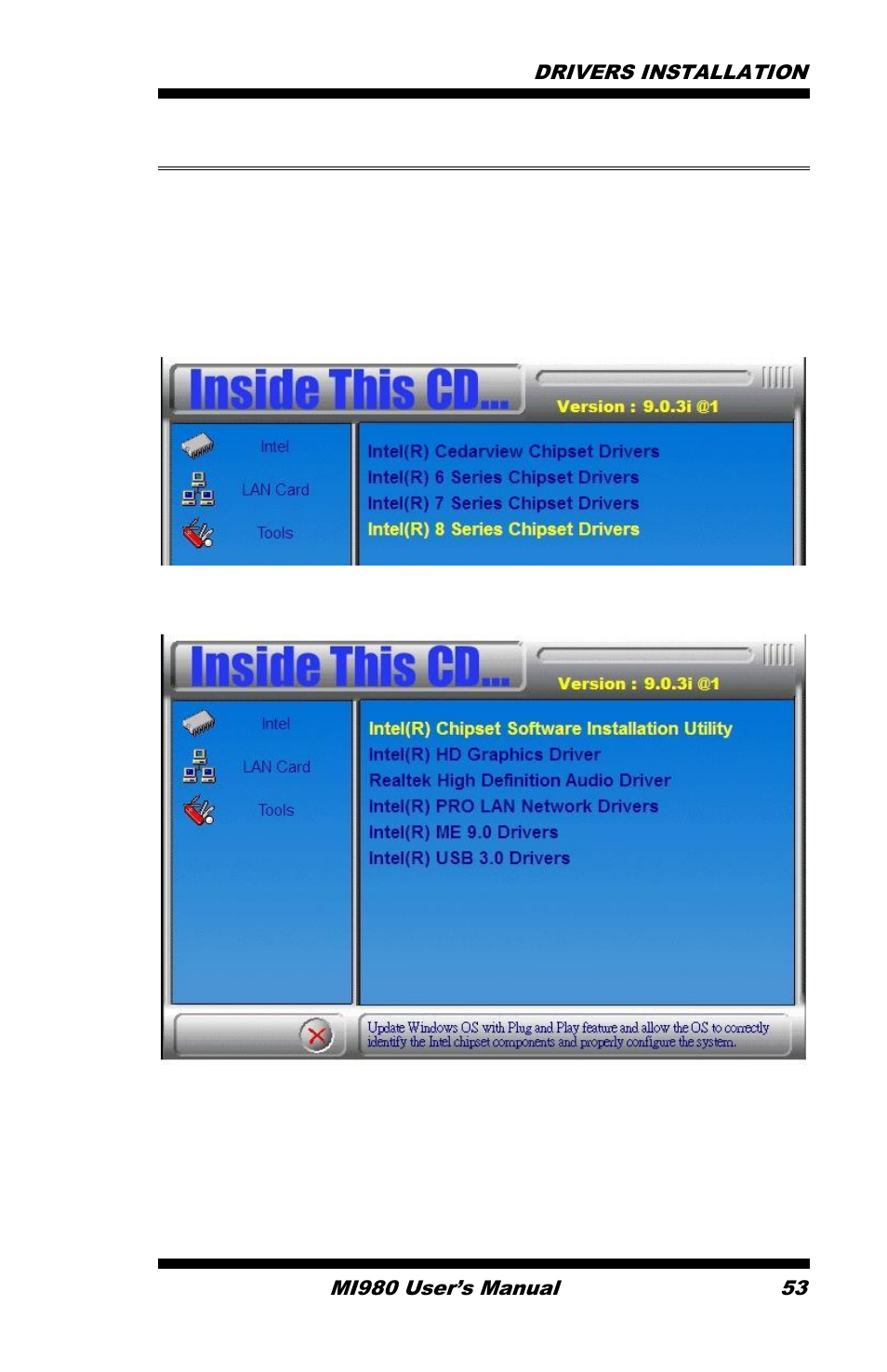 Intel chipset software installation utility | IBASE MI980 User Manual | Page 57 / 81