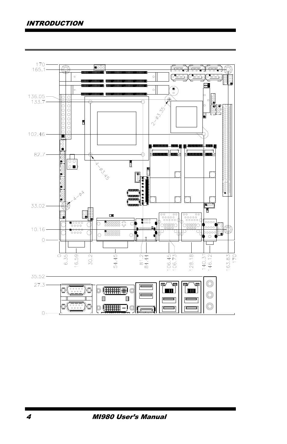 Board dimensions | IBASE MI980 User Manual | Page 8 / 81