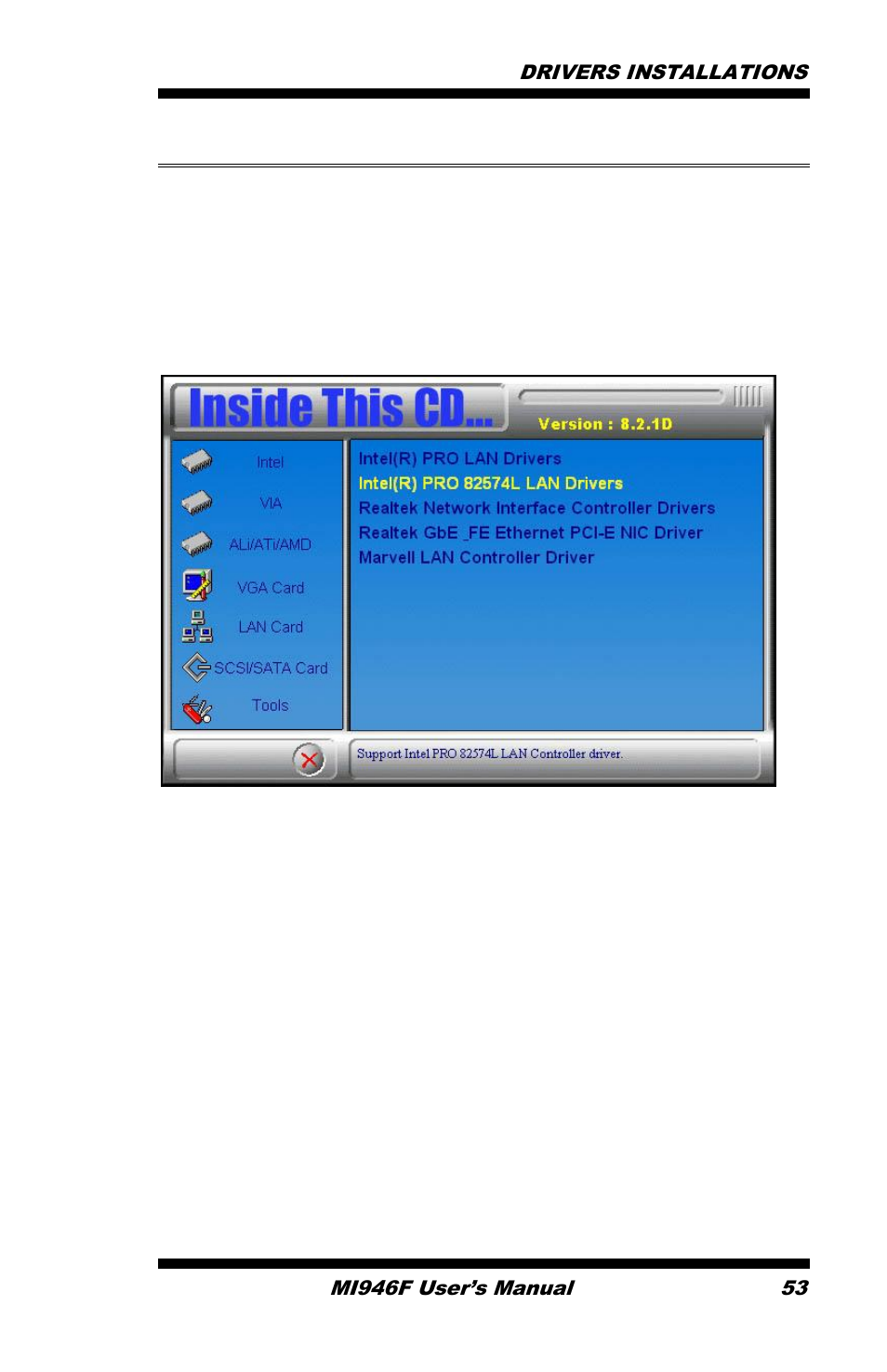 Lan drivers installation | IBASE MI946 User Manual | Page 57 / 78