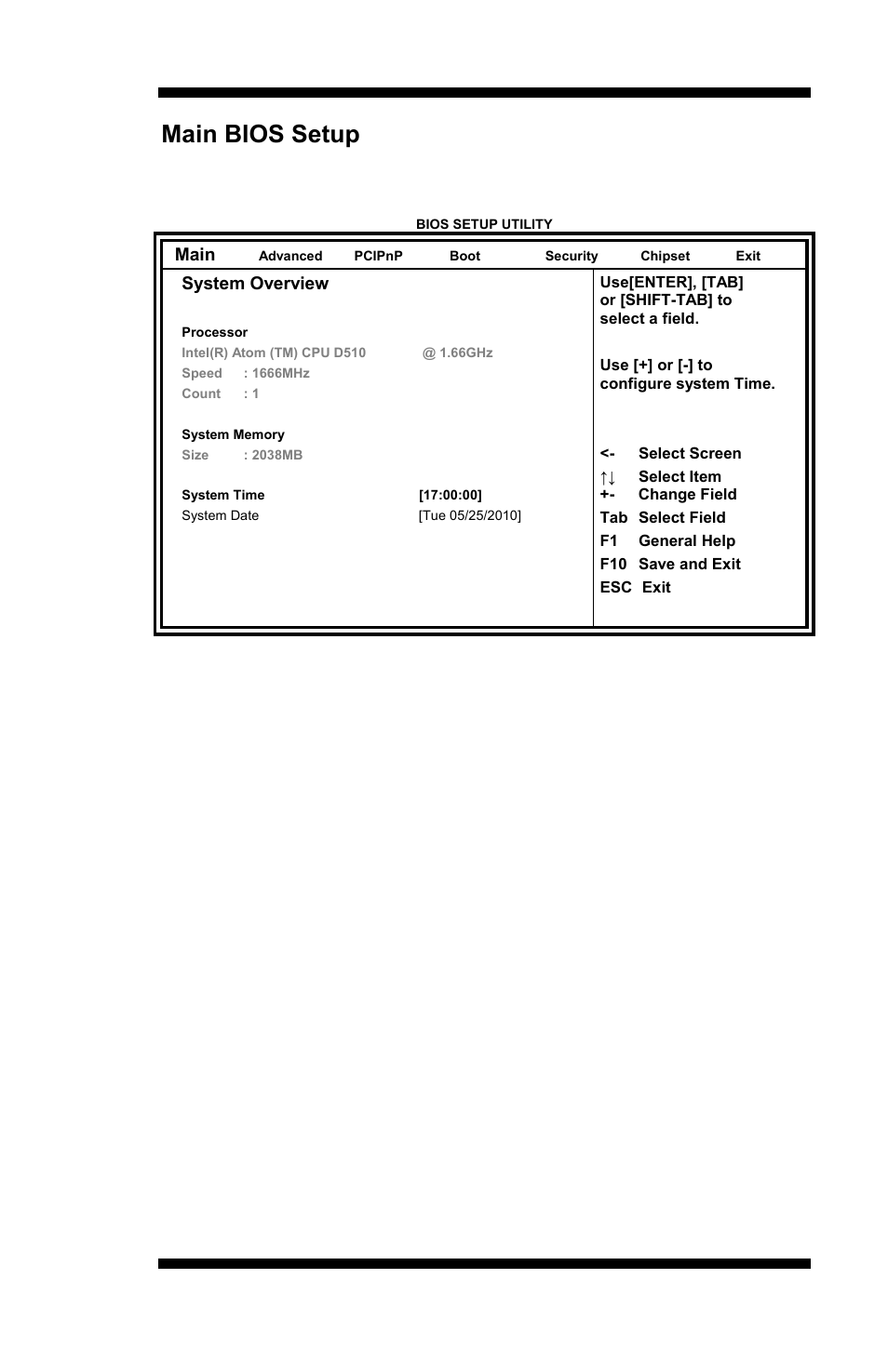 Main bios setup | IBASE MI889 User Manual | Page 27 / 66
