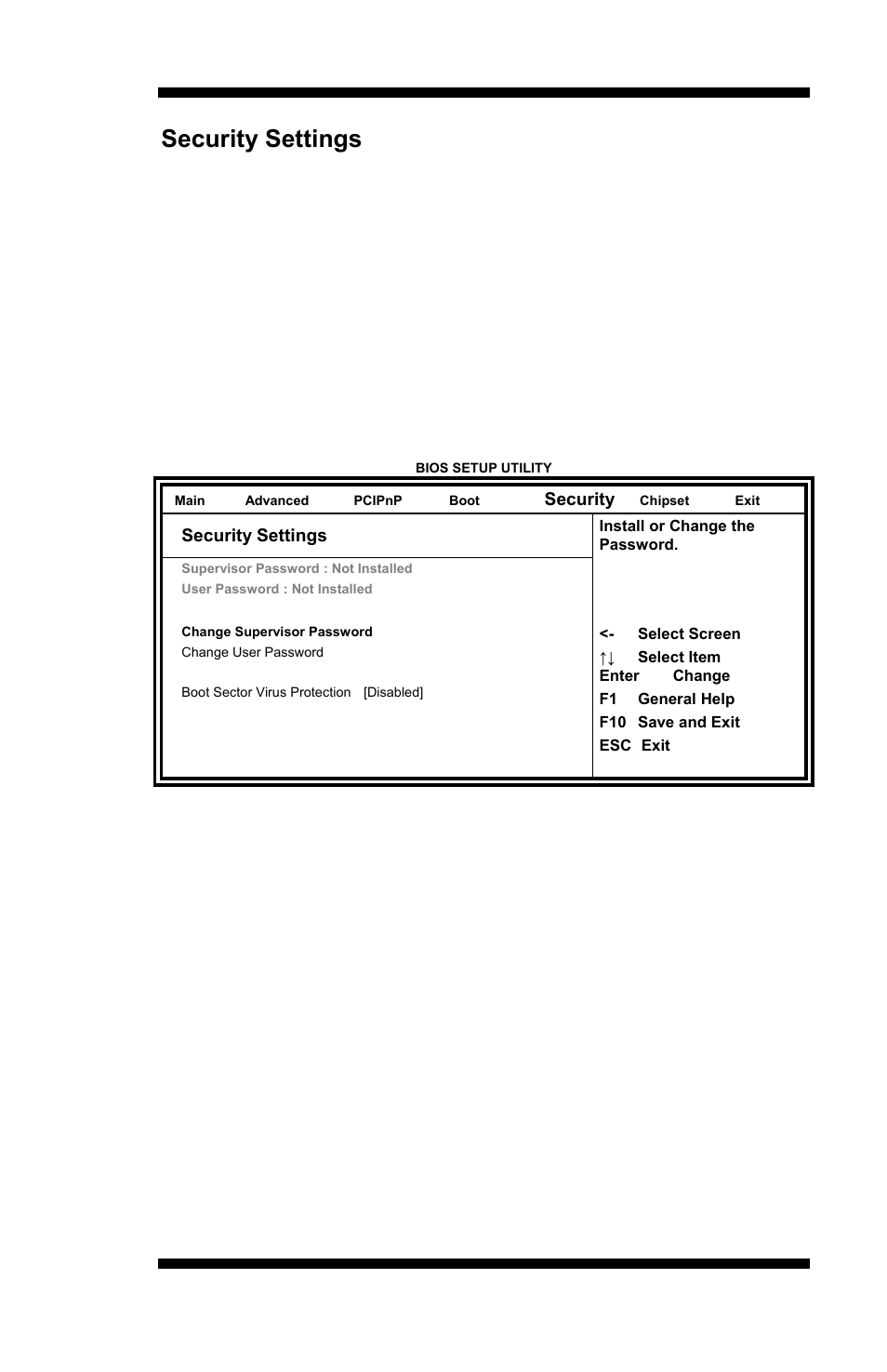 Security settings | IBASE MI889 User Manual | Page 39 / 66