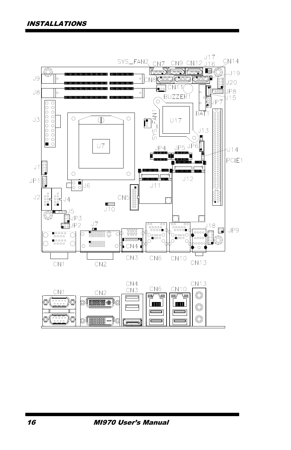 Connector locations on mi970 | IBASE MI970 User Manual | Page 20 / 76